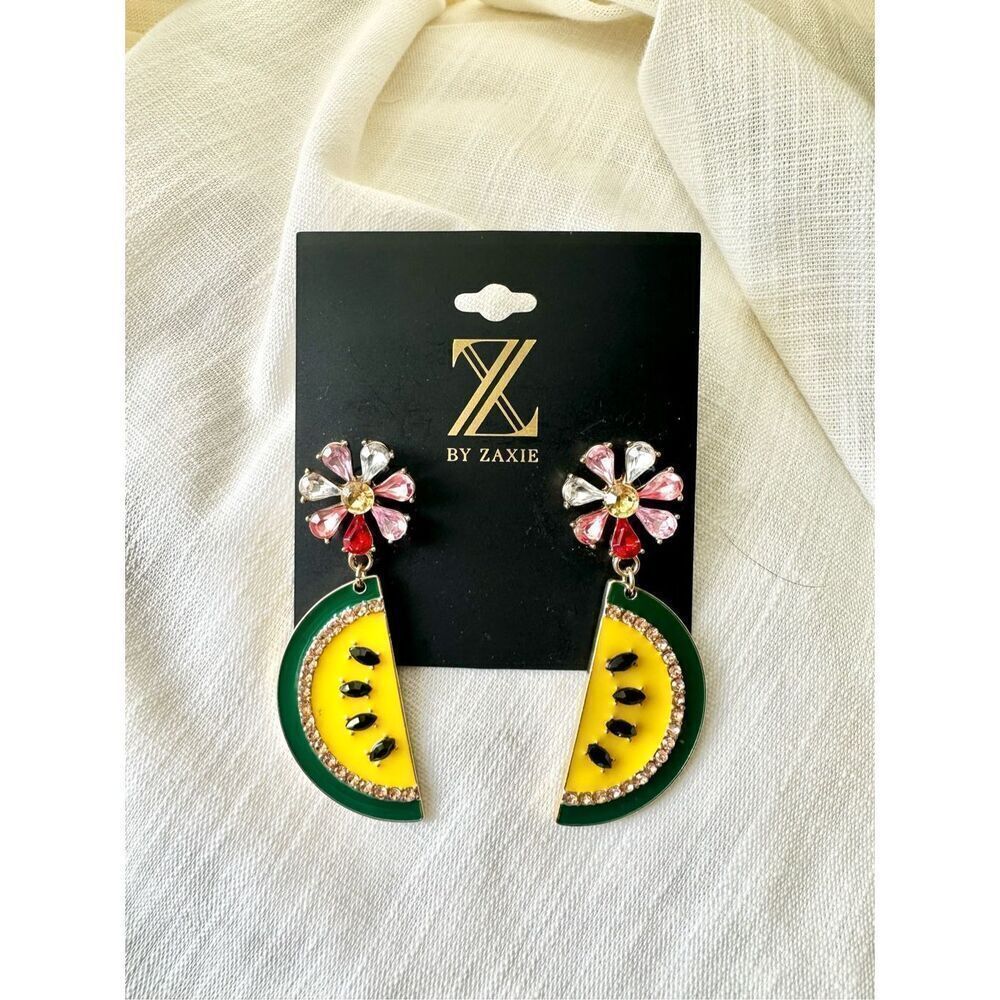 ZAXIE yellow watermelon dangle rhinestone earrings